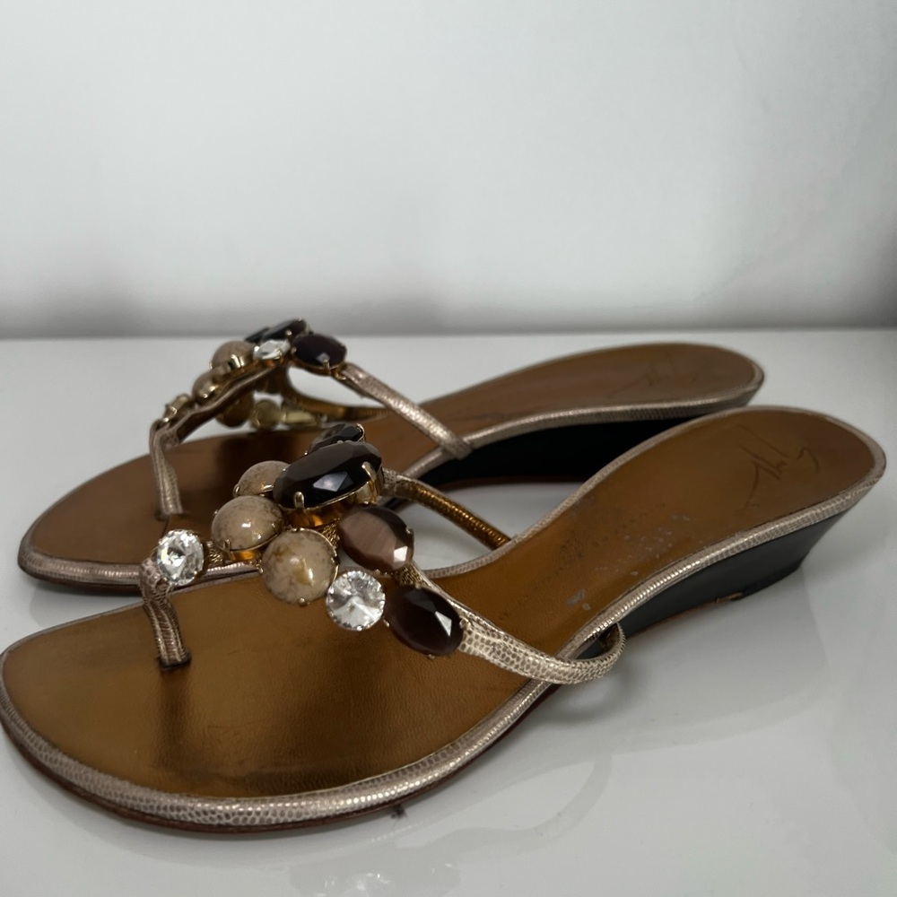 Giuseppe Zanotti Bejeweled Wedge Sandals - size 37